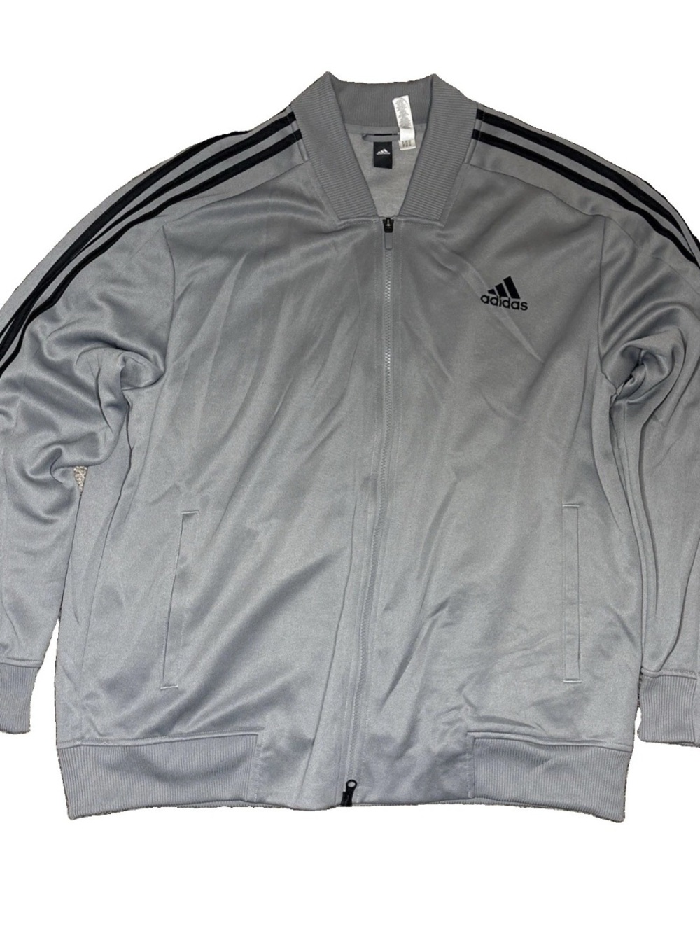 adidas Gray Bomber Jacket with Black Shoulder Stripes